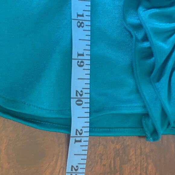 Cecil McBee Teal Ruffled V Neck Buttoned Blouse Small - Picture 8 of 8